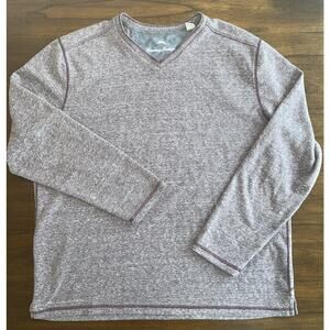 Tommy Bahama Men’s Long Sleeve T-Shirt V Neck Heather Purple Size L Fall Outdoor